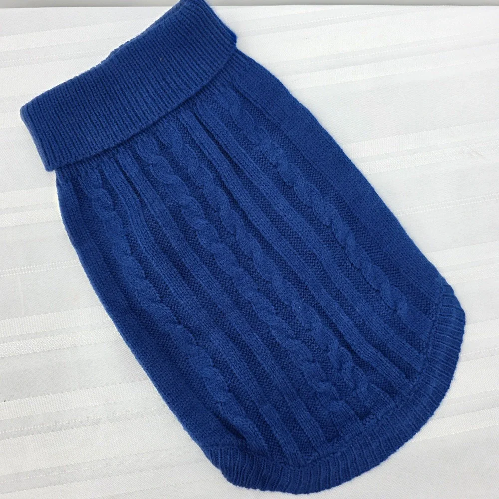 Blue Cable Knit Dog Sweater Pet‎ Winter Warm Clothing Size L